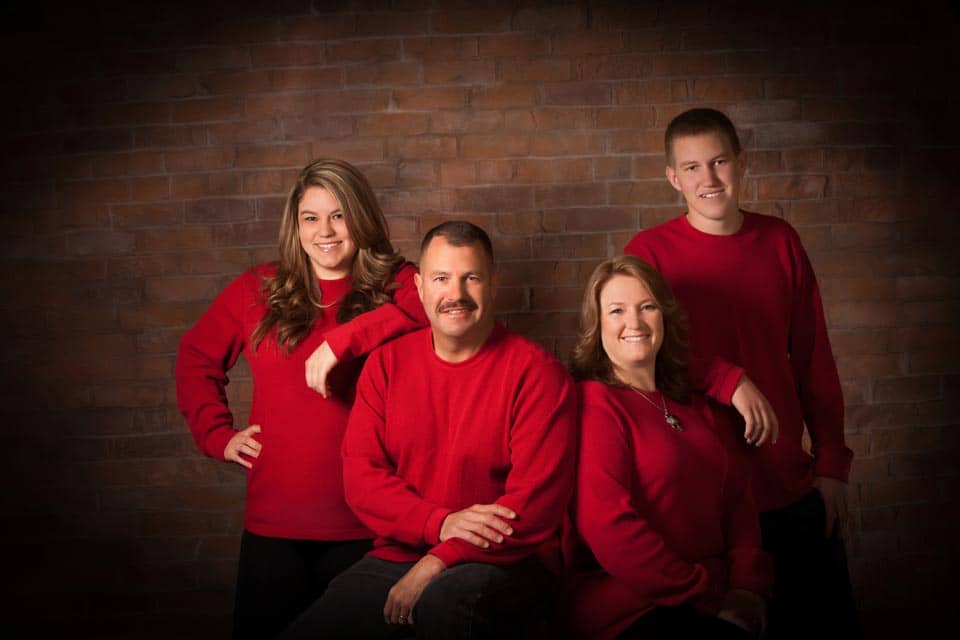 red-sweaters-family-group